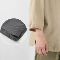 RE MADE IN TOKYO JAPAN / Linen Canvas Henry Neck T-Shirt