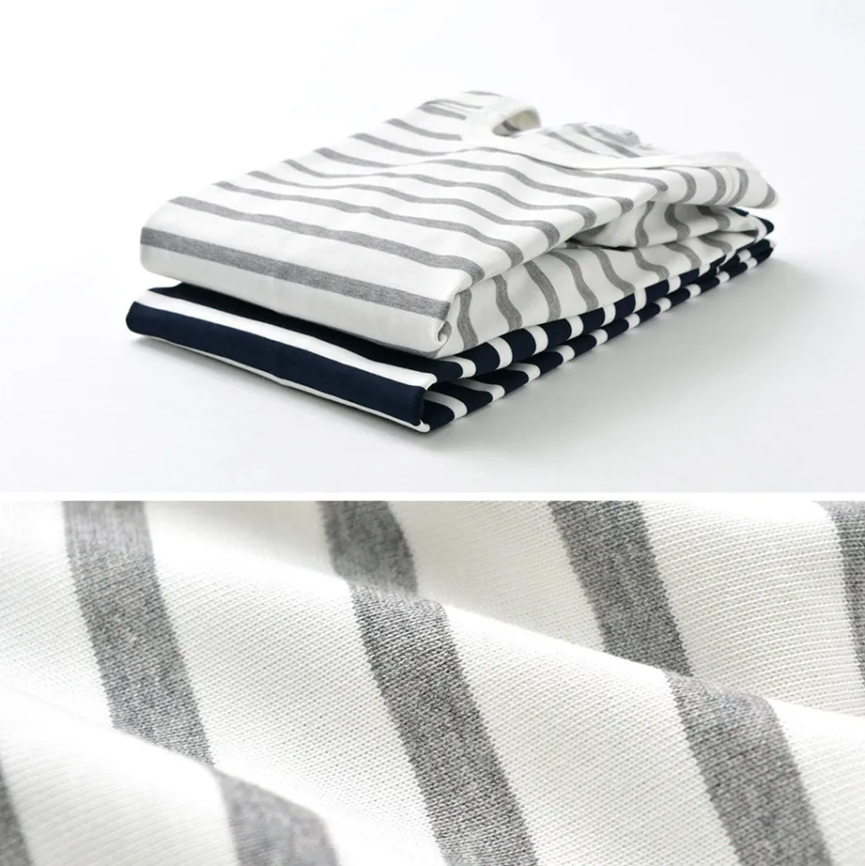 RE MADE IN TOKYO JAPAN / Perfect Inner Giza Cotton Striped Crew Neck L/S T-Shirt