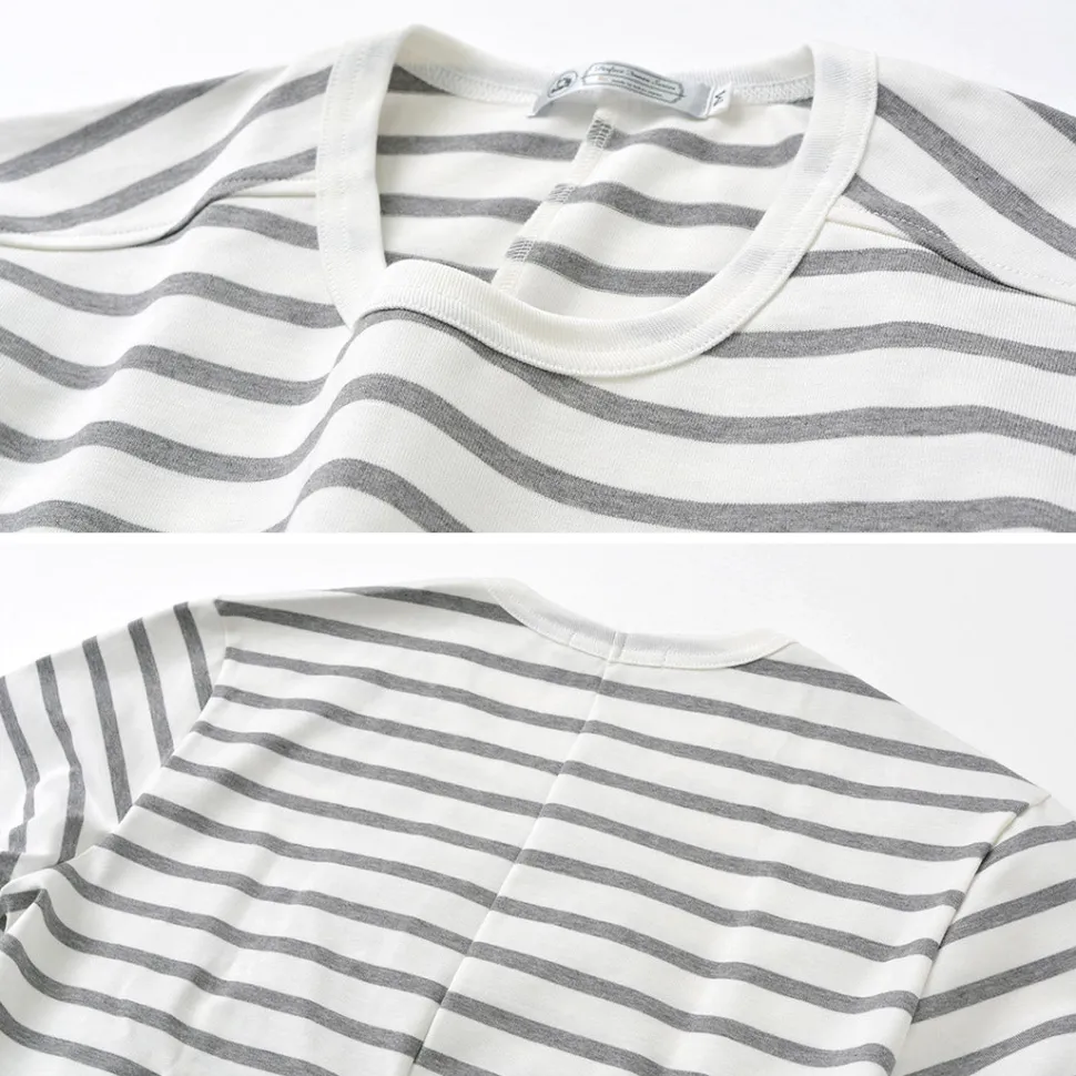 RE MADE IN TOKYO JAPAN / Perfect Inner Giza Cotton Striped Crew Neck L/S T-Shirt