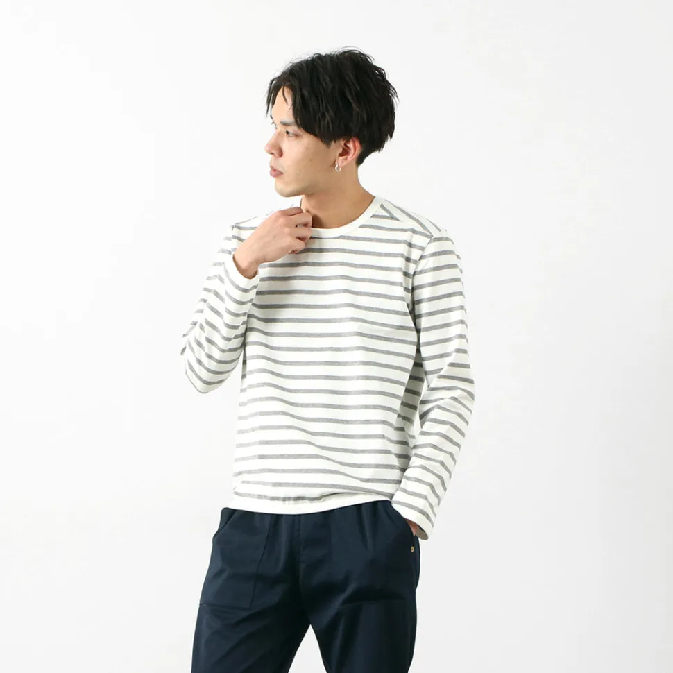 RE MADE IN TOKYO JAPAN / Perfect Inner Giza Cotton Striped Crew Neck L/S T-Shirt