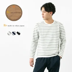 RE MADE IN TOKYO JAPAN / Perfect Inner Giza Cotton Striped Crew Neck L/S T-Shirt