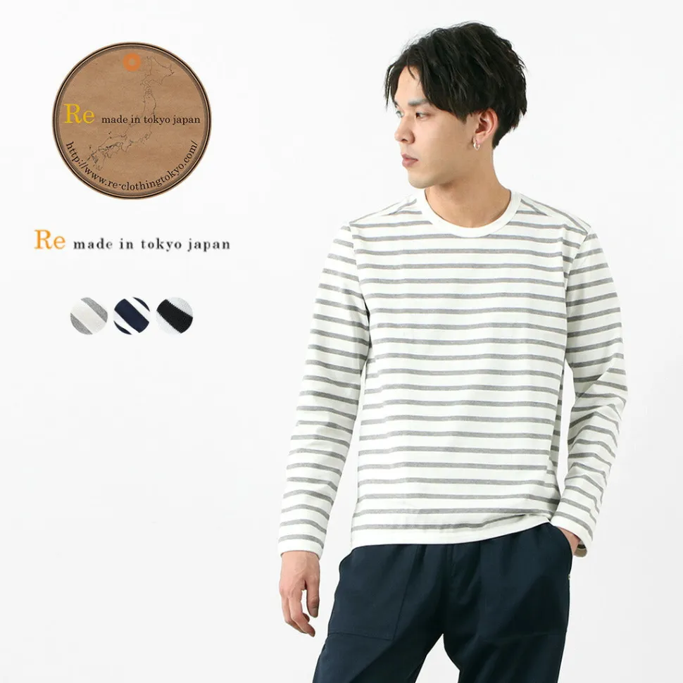 RE MADE IN TOKYO JAPAN / Perfect Inner Giza Cotton Striped Crew Neck L/S T-Shirt