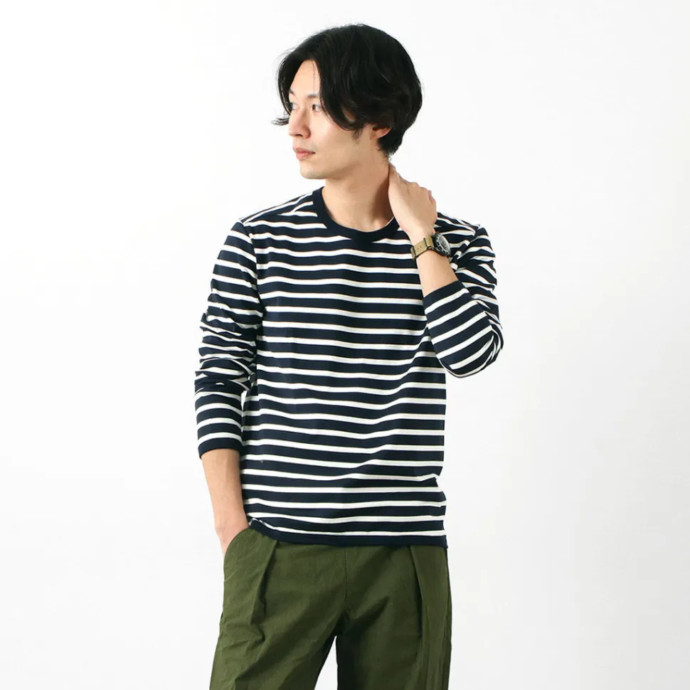 RE MADE IN TOKYO JAPAN / Perfect Inner Giza Cotton Striped Crew Neck L/S T-Shirt