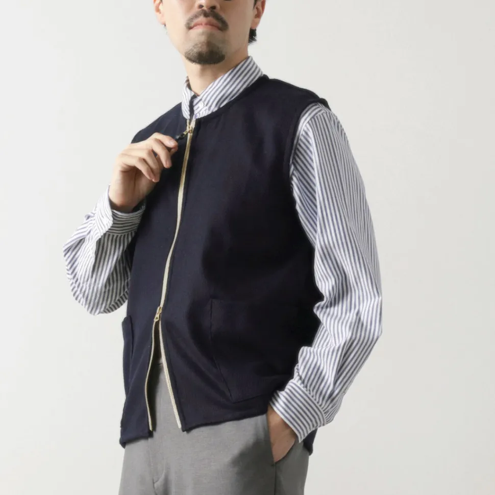 RE MADE IN TOKYO JAPAN / Wool Cashmere Kersey Crew Vest