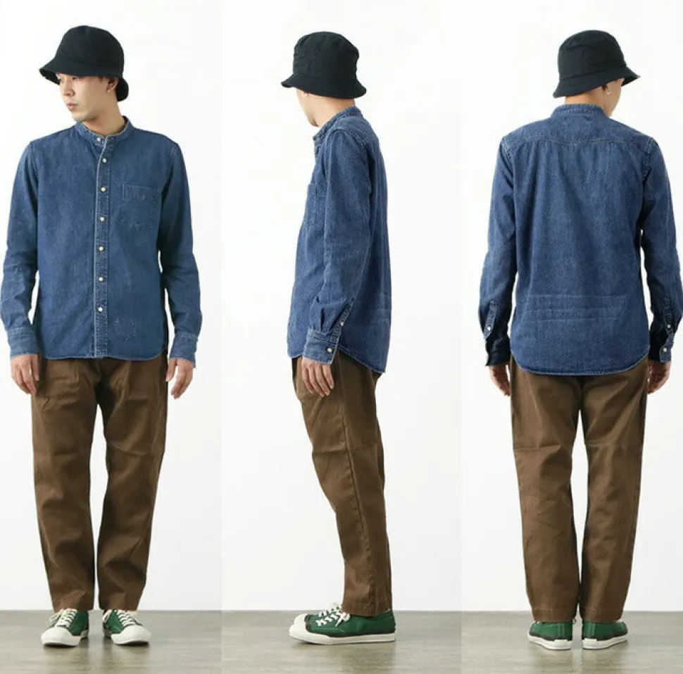 REMI RELIEF / Denim Band Collar Shirt