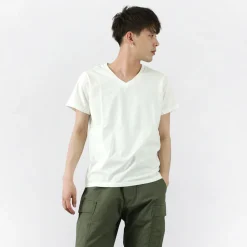 REMI RELIEF / LW processed V-neck T-shirt