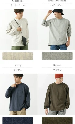 REMI RELIEF / Melange jersey long sleeve crew pocket T-shirt