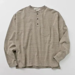 REMI RELIEF / Melange Jersey Long Sleeve Henley Neck Pocket T-Shirt