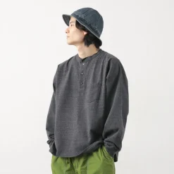 REMI RELIEF / Melange Jersey Long Sleeve Henley Neck Pocket T-Shirt