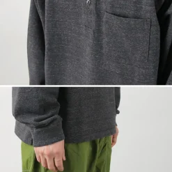 REMI RELIEF / Melange Jersey Long Sleeve Henley Neck Pocket T-Shirt