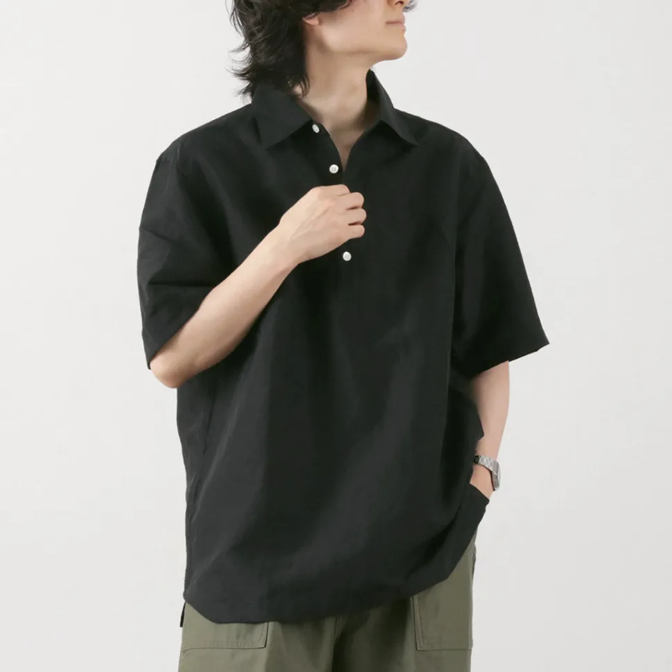 ROCOCO / Cupro linen woven poloshirt