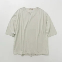 ROCOCO / Linen Cotton Key Neck T-Shirt