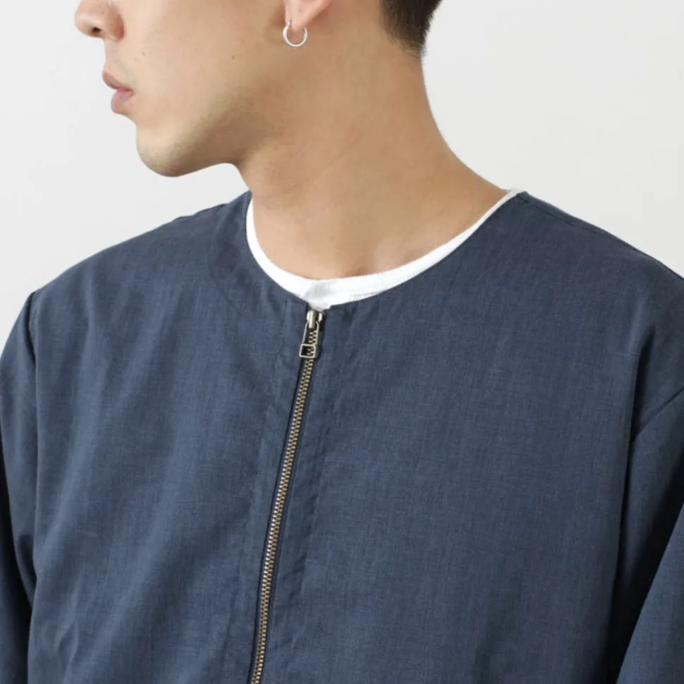 ROCOCO / Polylammy Coolmax stretch collarless shirt cardigan