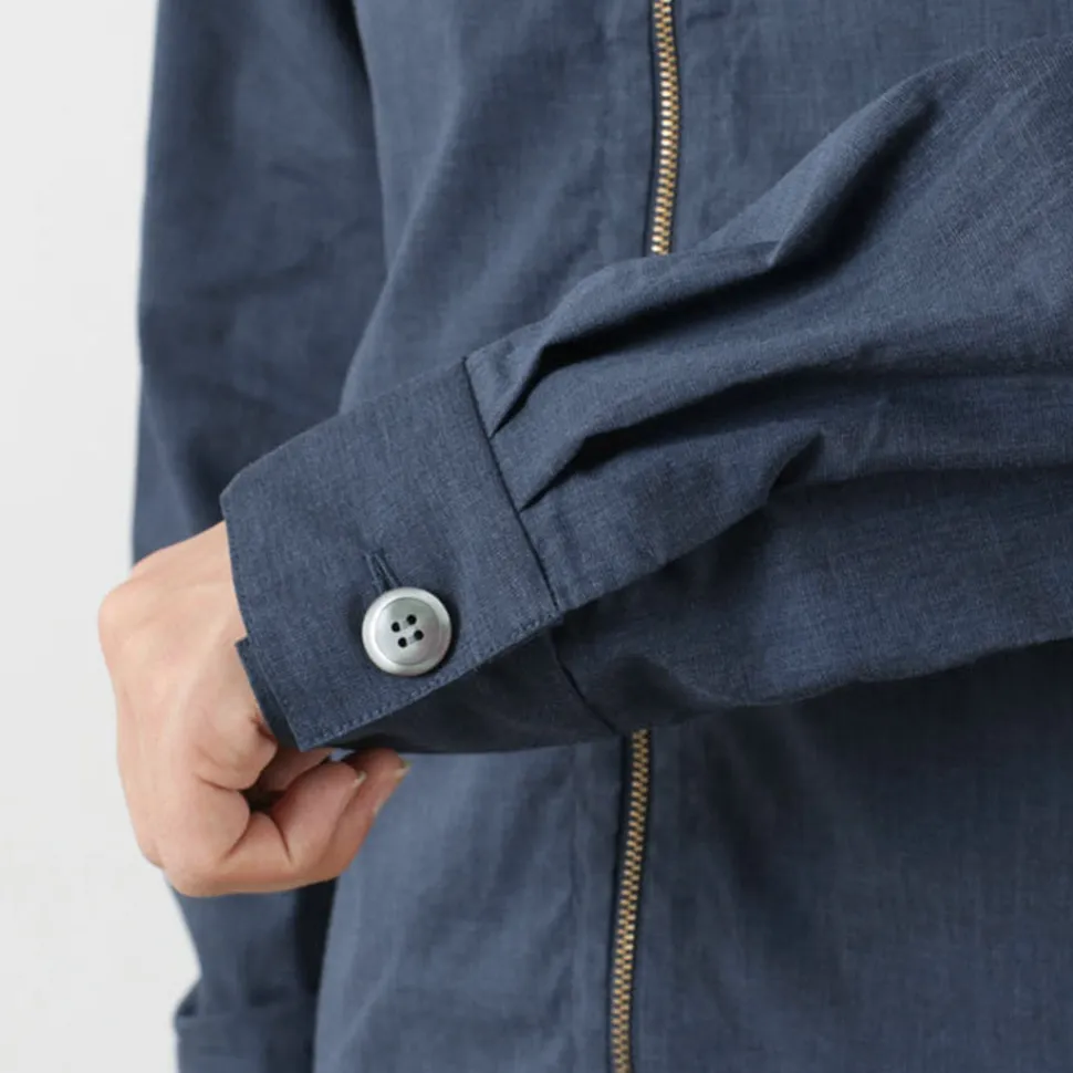 ROCOCO / Polylammy Coolmax stretch collarless shirt cardigan