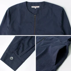 ROCOCO / Polylammy Coolmax stretch collarless shirt cardigan