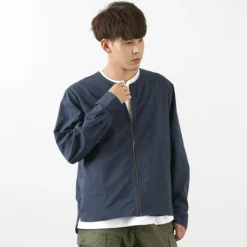 ROCOCO / Polylammy Coolmax stretch collarless shirt cardigan