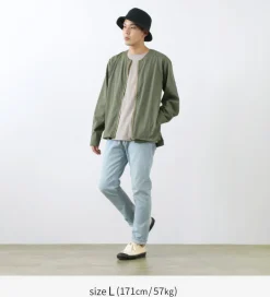 ROCOCO / Polylammy Coolmax stretch collarless shirt cardigan