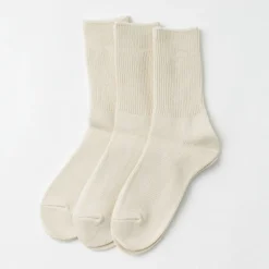 ROTOTO / R1427 Organic Daily 3 Pack Ribbed Crew Socks
