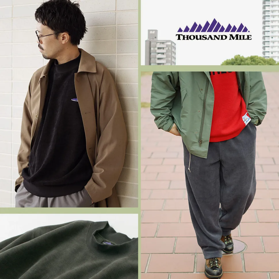 THOUSAND MILE / Knit Fleece Mock & Long Pants Setup