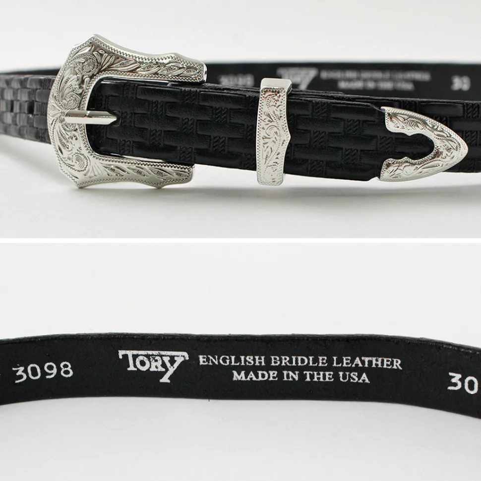TORY LEATHER / 3/4 inch Western Belt Basket Weave