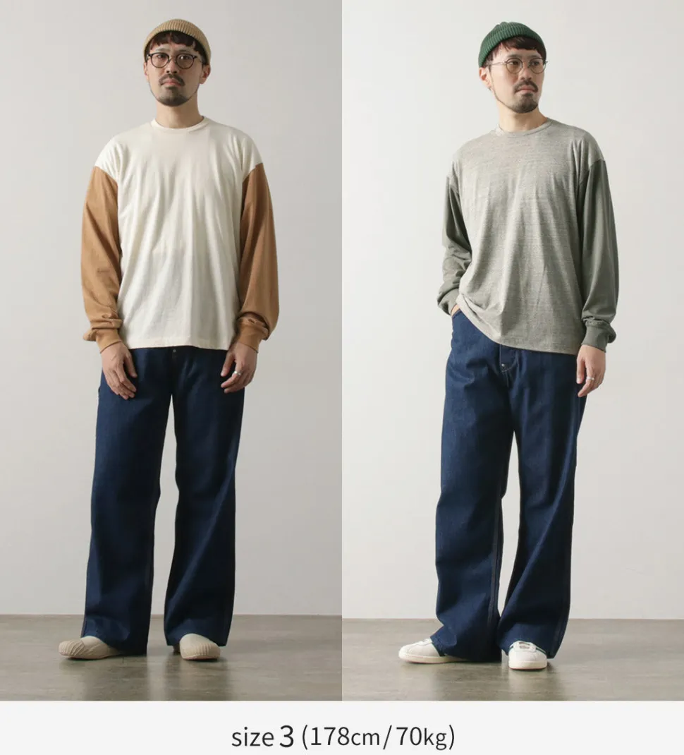 UNDYED / Long Sleeve Combi T-Shirt Colored Organic Cotton