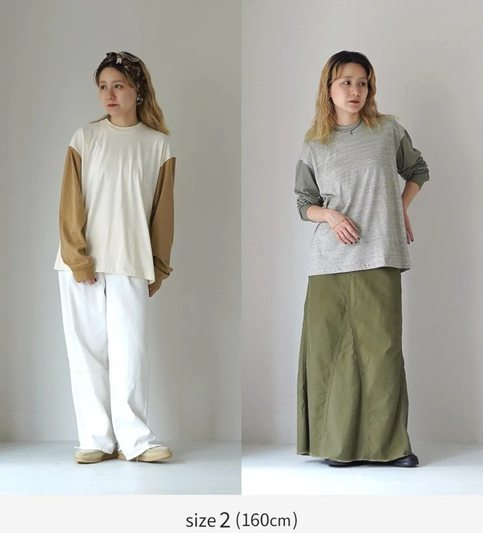 UNDYED / Long Sleeve Combi T-Shirt Colored Organic Cotton