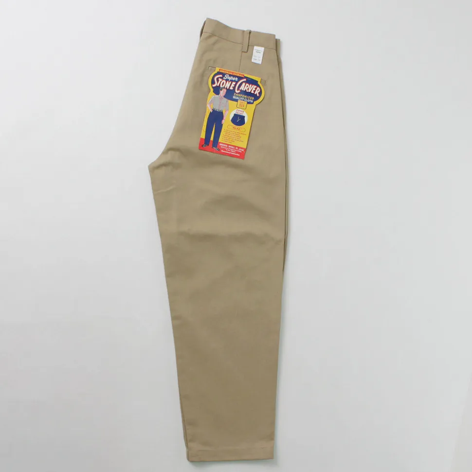UNIVERSAL OVERALL / Heritage T/C Relaxed 2-Tuck Trousers STONE CARVER