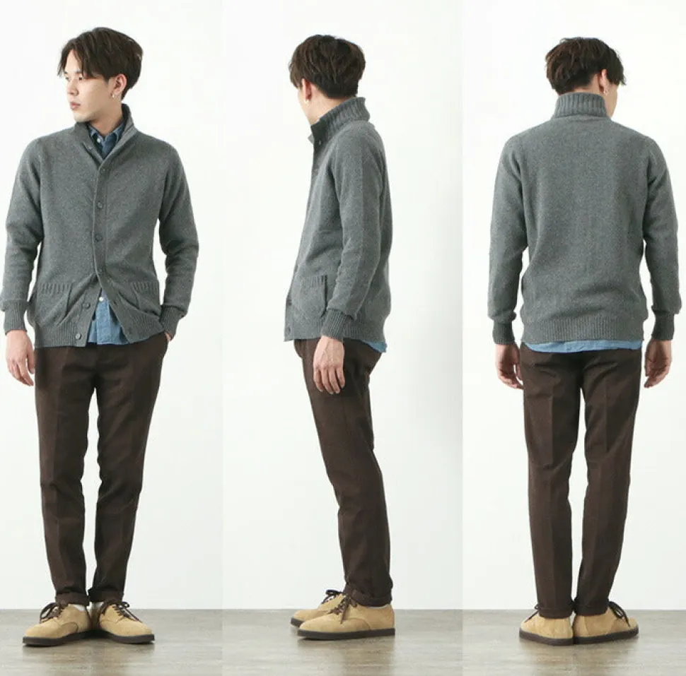 WILLIAM LOCKIE / Lambs Wool Turtleneck Cardigan