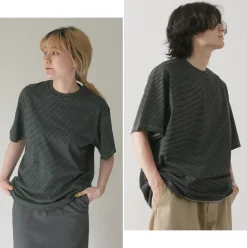 YONETOMI NEW BASIC / Garment Dye Striped T-Shirt